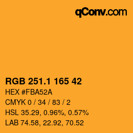 カラーコード: RGB 251.1 165 42 | qconv.com