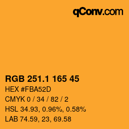 カラーコード: RGB 251.1 165 45 | qconv.com