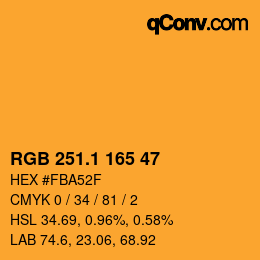 カラーコード: RGB 251.1 165 47 | qconv.com