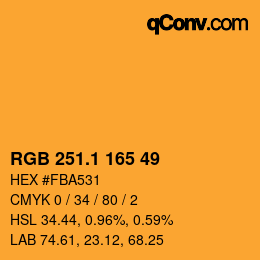 カラーコード: RGB 251.1 165 49 | qconv.com