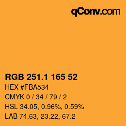 カラーコード: RGB 251.1 165 52 | qconv.com