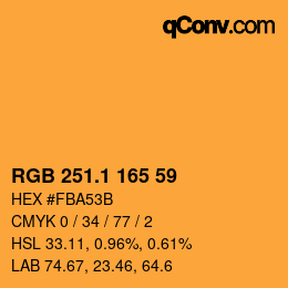 カラーコード: RGB 251.1 165 59 | qconv.com