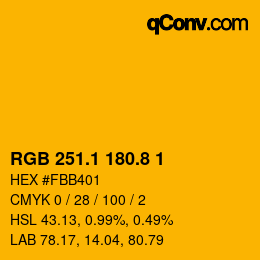 カラーコード: RGB 251.1 180.8 1 | qconv.com