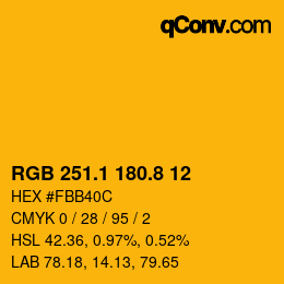 カラーコード: RGB 251.1 180.8 12 | qconv.com