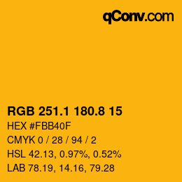 カラーコード: RGB 251.1 180.8 15 | qconv.com
