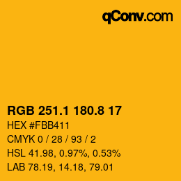 カラーコード: RGB 251.1 180.8 17 | qconv.com