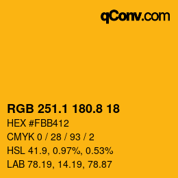 カラーコード: RGB 251.1 180.8 18 | qconv.com