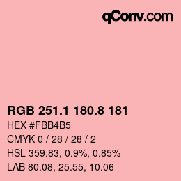 Color code: RGB 251.1 180.8 181 | qconv.com