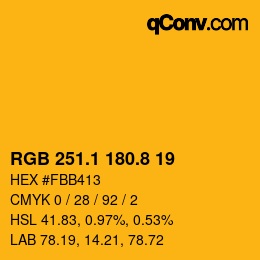 カラーコード: RGB 251.1 180.8 19 | qconv.com
