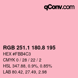 Color code: RGB 251.1 180.8 195 | qconv.com