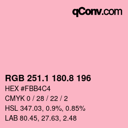 Color code: RGB 251.1 180.8 196 | qconv.com