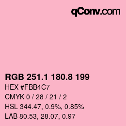 カラーコード: RGB 251.1 180.8 199 | qconv.com