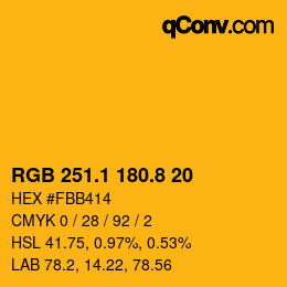 カラーコード: RGB 251.1 180.8 20 | qconv.com