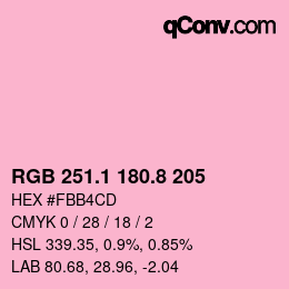 カラーコード: RGB 251.1 180.8 205 | qconv.com