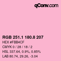 カラーコード: RGB 251.1 180.8 207 | qconv.com