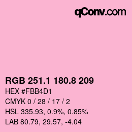 カラーコード: RGB 251.1 180.8 209 | qconv.com