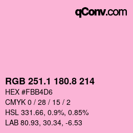 カラーコード: RGB 251.1 180.8 214 | qconv.com