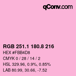 カラーコード: RGB 251.1 180.8 216 | qconv.com