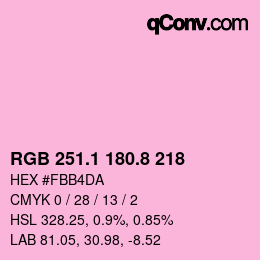 カラーコード: RGB 251.1 180.8 218 | qconv.com