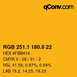 カラーコード: RGB 251.1 180.8 22 | qconv.com
