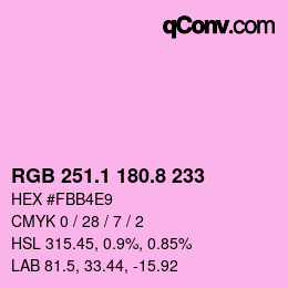 カラーコード: RGB 251.1 180.8 233 | qconv.com