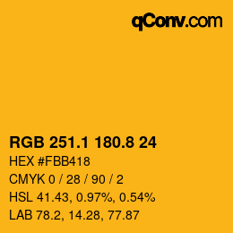 カラーコード: RGB 251.1 180.8 24 | qconv.com
