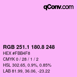 カラーコード: RGB 251.1 180.8 248 | qconv.com