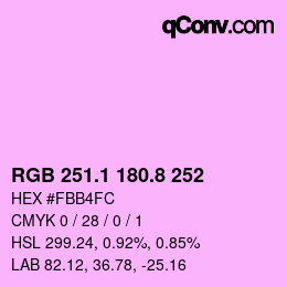 カラーコード: RGB 251.1 180.8 252 | qconv.com