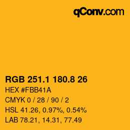カラーコード: RGB 251.1 180.8 26 | qconv.com