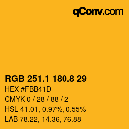 カラーコード: RGB 251.1 180.8 29 | qconv.com