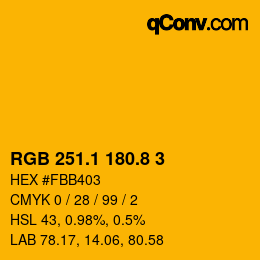カラーコード: RGB 251.1 180.8 3 | qconv.com