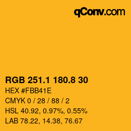 カラーコード: RGB 251.1 180.8 30 | qconv.com