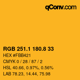 カラーコード: RGB 251.1 180.8 33 | qconv.com