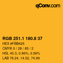 カラーコード: RGB 251.1 180.8 37 | qconv.com