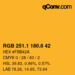 カラーコード: RGB 251.1 180.8 42 | qconv.com