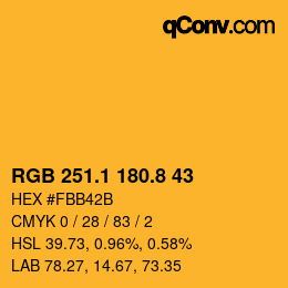 カラーコード: RGB 251.1 180.8 43 | qconv.com