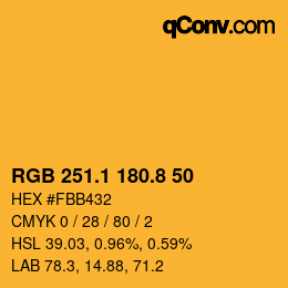 カラーコード: RGB 251.1 180.8 50 | qconv.com