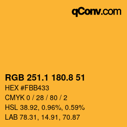 カラーコード: RGB 251.1 180.8 51 | qconv.com