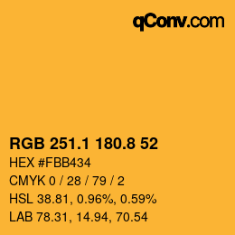 カラーコード: RGB 251.1 180.8 52 | qconv.com