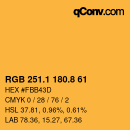 Farbcode: RGB 251.1 180.8 61 | qconv.com
