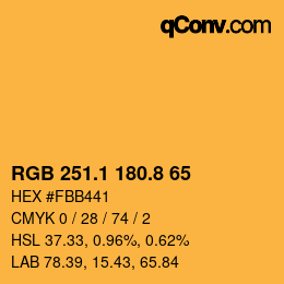 Color code: RGB 251.1 180.8 65 | qconv.com