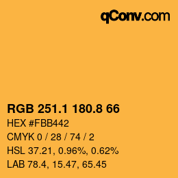 Color code: RGB 251.1 180.8 66 | qconv.com