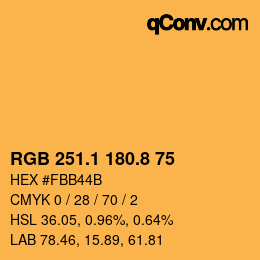 Color code: RGB 251.1 180.8 75 | qconv.com