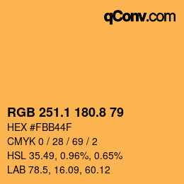 カラーコード: RGB 251.1 180.8 79 | qconv.com