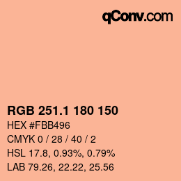 カラーコード: RGB 251.1 180 150 | qconv.com