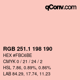 カラーコード: RGB 251.1 198 190 | qconv.com