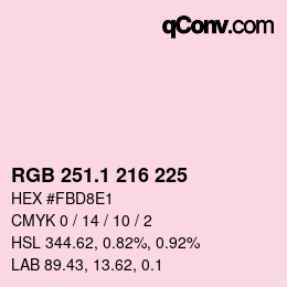 カラーコード: RGB 251.1 216 225 | qconv.com