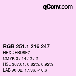 カラーコード: RGB 251.1 216 247 | qconv.com