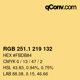 カラーコード: RGB 251.1 219 132 | qconv.com