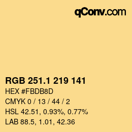 カラーコード: RGB 251.1 219 141 | qconv.com